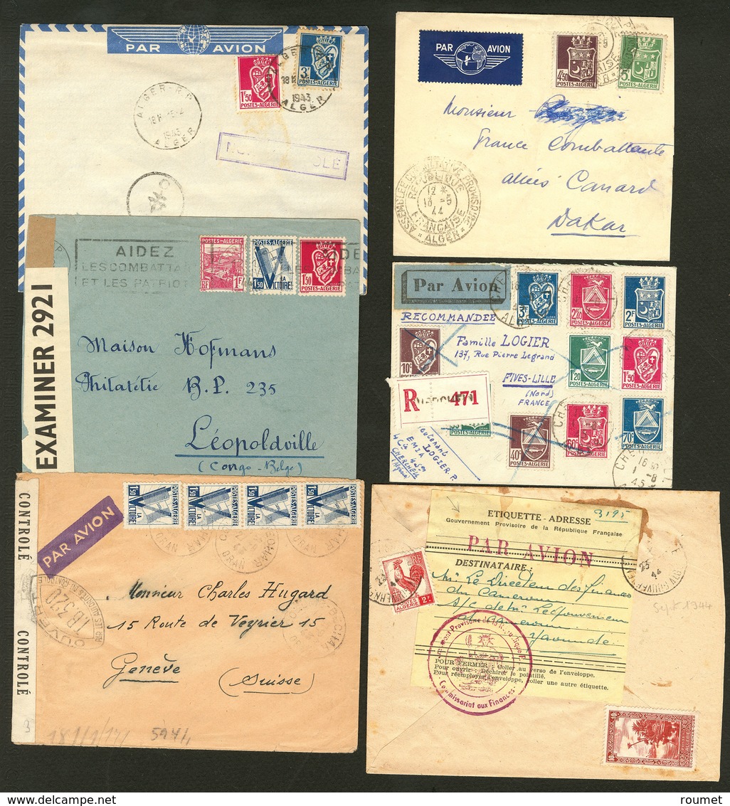 Lettre Lot. 1943-1945, Six Enveloppes, Affts Et Destinations Divers. - TB - Sonstige & Ohne Zuordnung