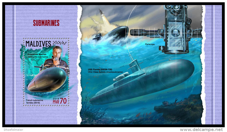 MALDIVES 2018 MNH** Submarines U-Boote Sous-marins S/S - OFFICIAL ISSUE - DH1818 - Submarines