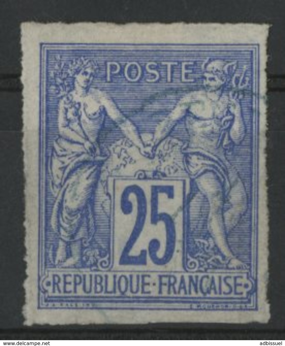 N°36 Cote 11 € COLONIES GENERALES 25ct Outremer Type Sage. Oblitération Bleue. TB - Sage