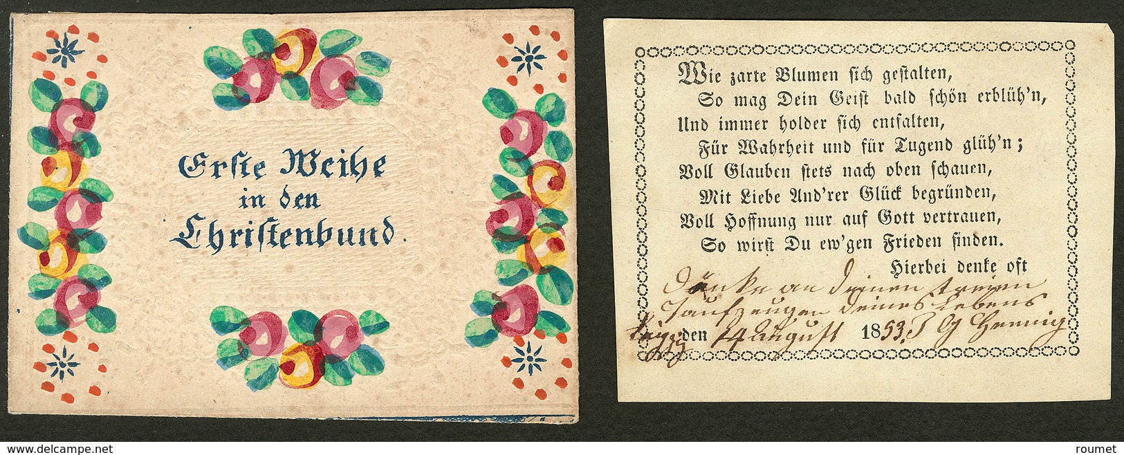 Lettre Faire Part De Communion De 1853, Sous Enveloppe Ornée. - TB - Andere & Zonder Classificatie