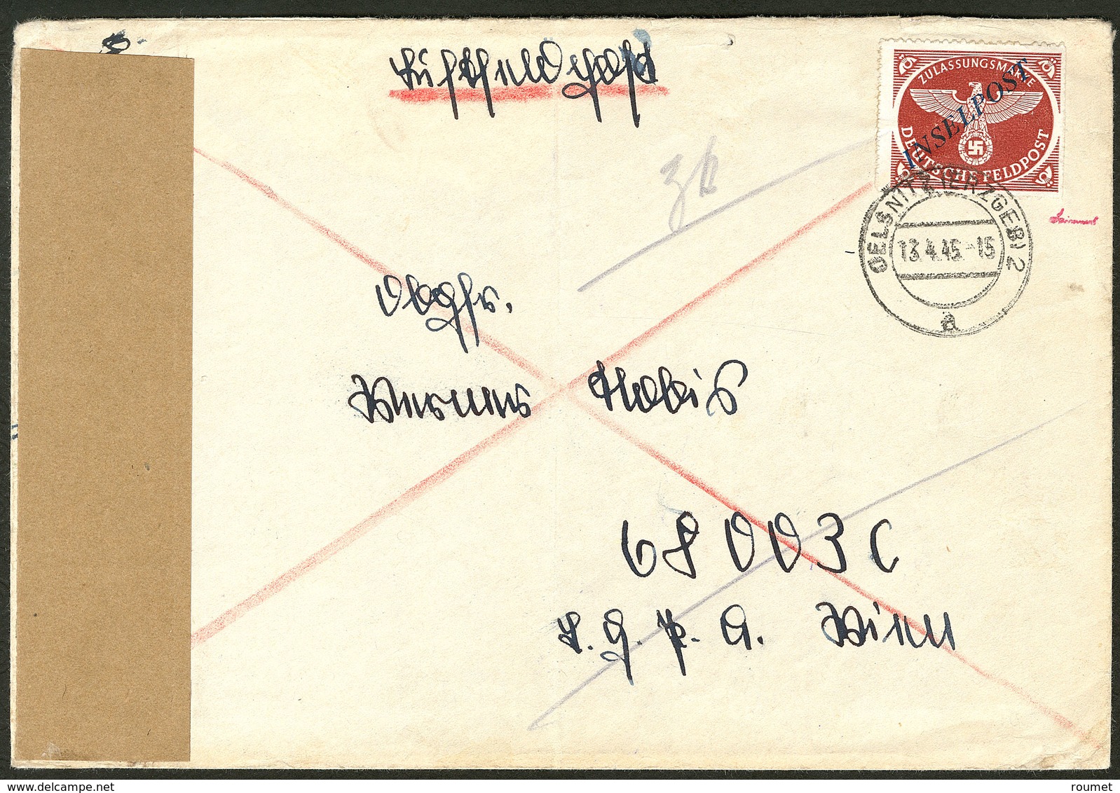 Lettre Poste Militaire. Mi. N°10bII, Obl Cad Oelsnitz (Erzgeb) 13.4.45, Sur Enveloppe. - TB (cote Michel) - Sonstige & Ohne Zuordnung
