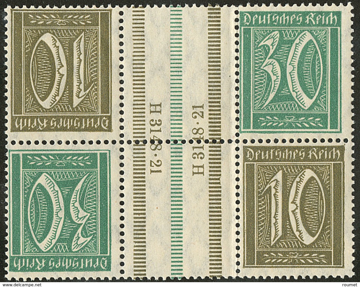 ** Timbres De Carnets (cote Michel). Nos 139 + 142 (Mi. #KZ9), 2 Paire Tête-bêche Avec Intervalle Guilloché Et "H 31.48. - Autres & Non Classés