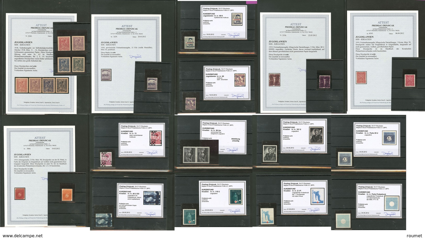 ** CROATIE. Collection. 1918-1942 (Poste, PA, Taxe, Bienfaisance), 200 Ex Non Dentelés, Variétés Diverses, Essais, Etc., - Kroatien