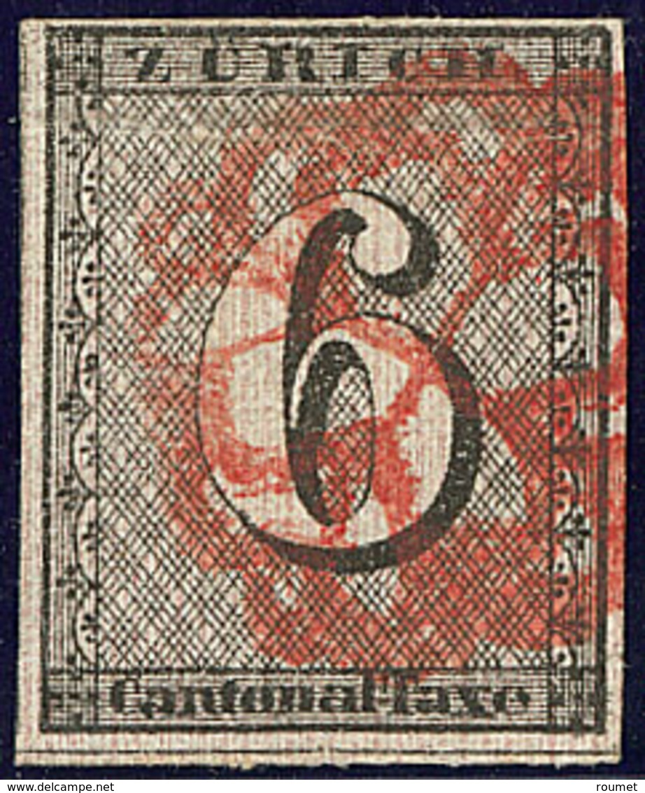 Zürich. Lignes Rouges Verticales. No 10a, Obl Rosette Rouge. - TB. - R - Other & Unclassified