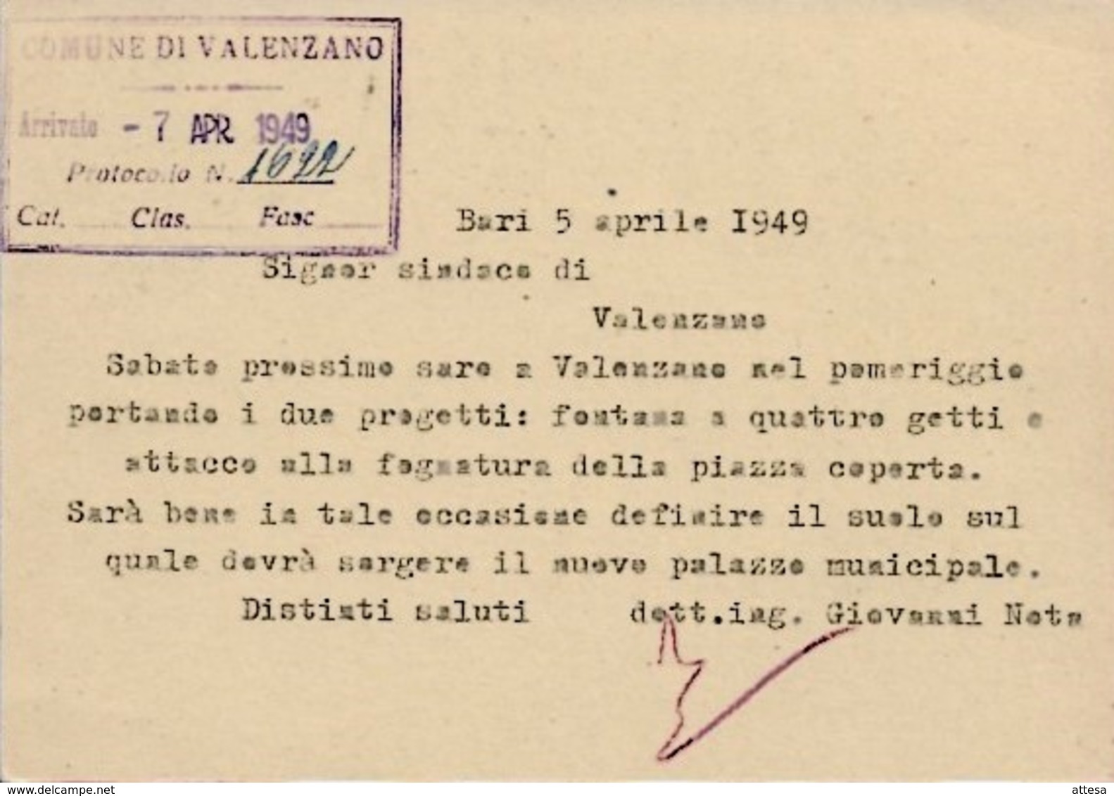 Intero C139 ; Bari 6-4-1949 Per Valenzano ; Timbro A Targhetta - Interi Postali