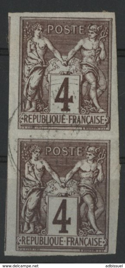 N°39 Cote 110 € COLONIES GENERALES PAIRE Du 4ct Lilas-brun S/ Gris Type Sage. Oblitéré. TB Avec De Belles Marges - Sage