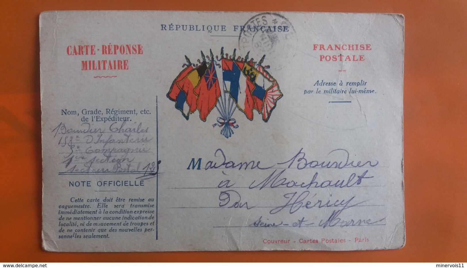 Carte Reponse Militaire - Republique Francaise - Franchise Postale - Autres & Non Classés