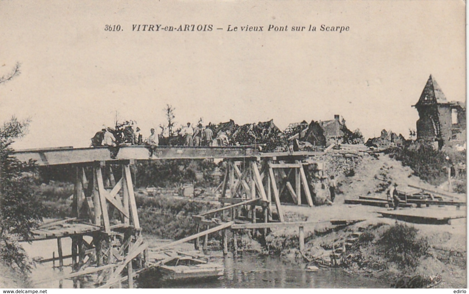 ***  62  ***  VITRY EN ARTOIS Le Vieux Pont Sur La Scarpe - écrite 1919 TTB - Vitry En Artois