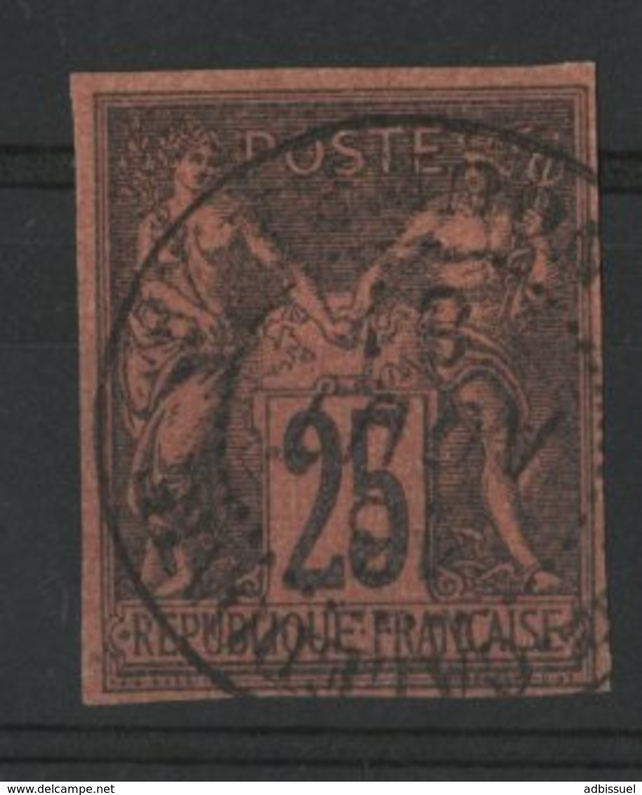 N°43 Cote 350 € SIGNE A. BRUN / COLONIES GENERALES 25ct Noir S/ Rouge Type Sage. Obl. "Nouvelle Calédonie Nouméa". TB - Sage