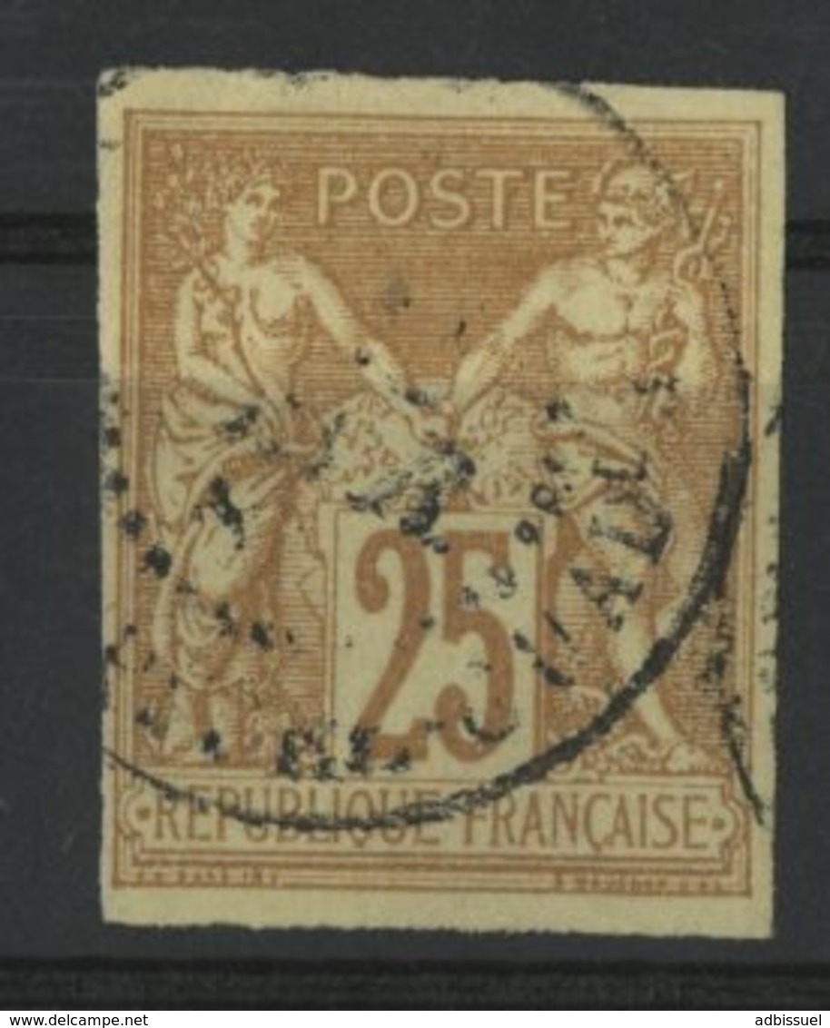 N°44 Cote 40 € COLONIES GENERALES 25ct Jaune Bistre Type Sage. Oblitéré. TB - Sage