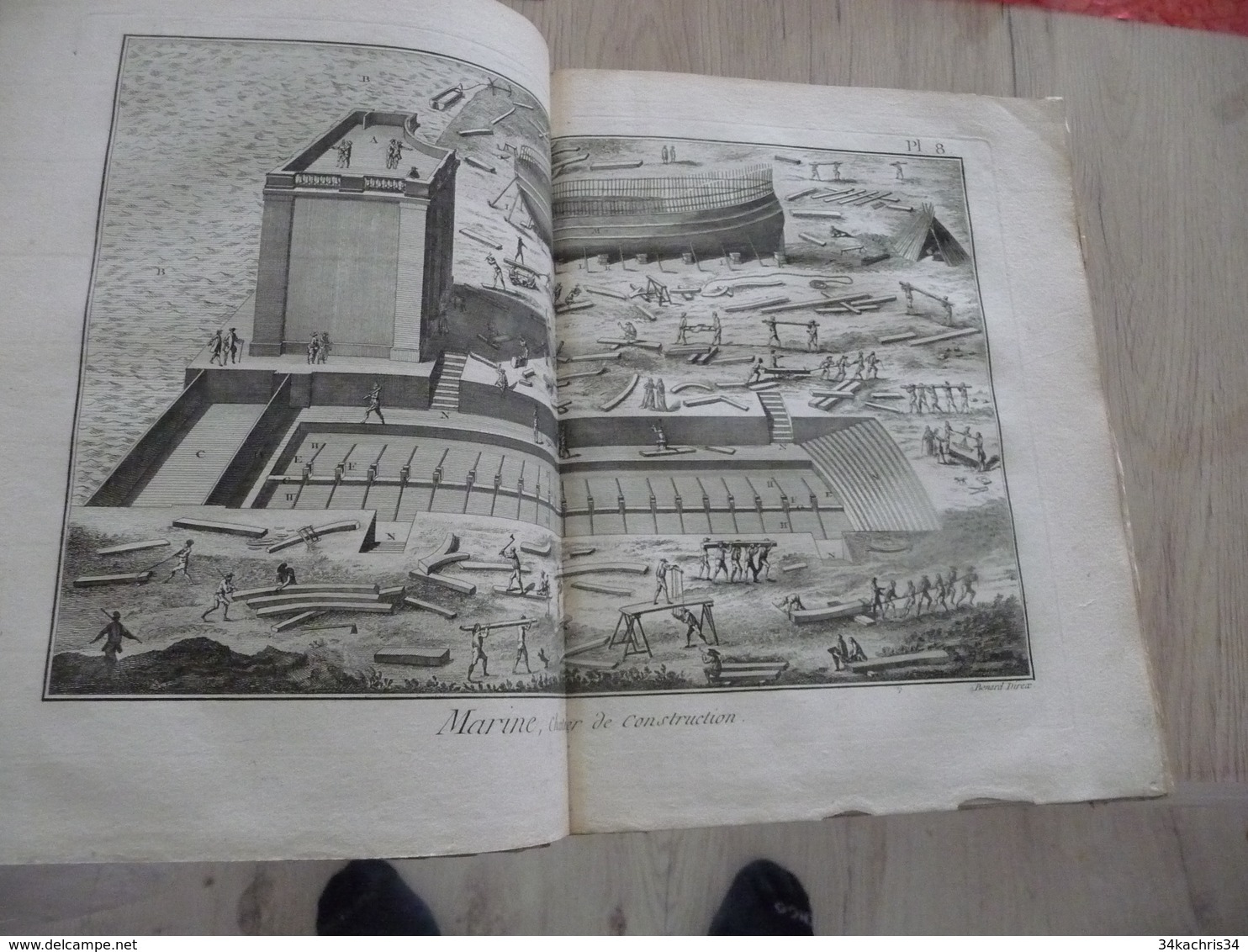 1778 Encyclopédie Diderot d'Alembert Partie Marine Texte + 44 planches dont 24 simples 16 doubles et 4 triples