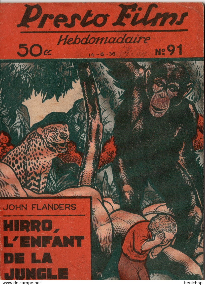 REVUE COLLECTION " PRESTO FILM AVERBODE " EDITION ORIGINALE N°91 - HIRRO, L'ENFANT DE LA JUNGLE - JOHN FLANDERS. - Aventure