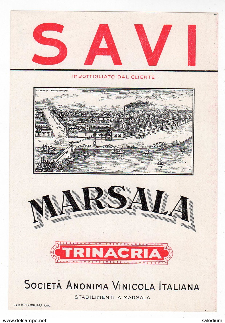 (*)  Savi Marsala Tinacria - Vino Wine Etichetta Vino - Stabilimenti Florio Marsala - Altri & Non Classificati