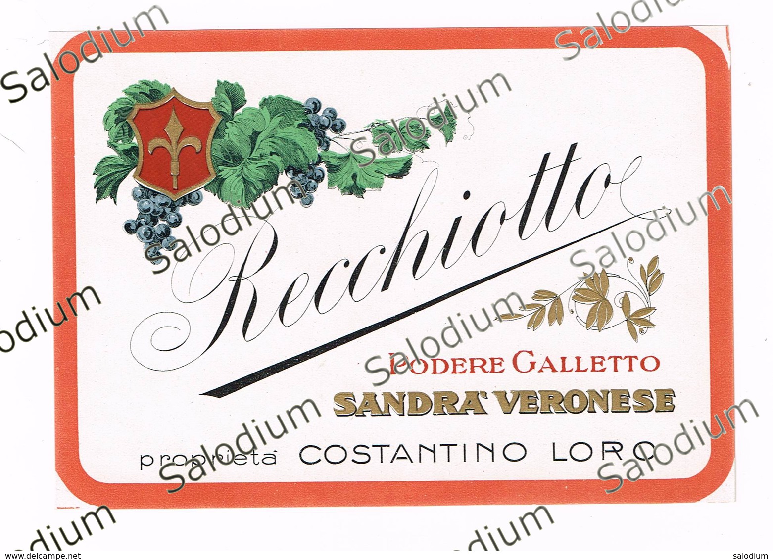 (*) RECCHIOTTO - Podere Galletto SANDRA' VERONESE - Castelnuovo Del Garda - LAGO DI Vino Wine Etichetta - Lago Di Garda - Altri & Non Classificati