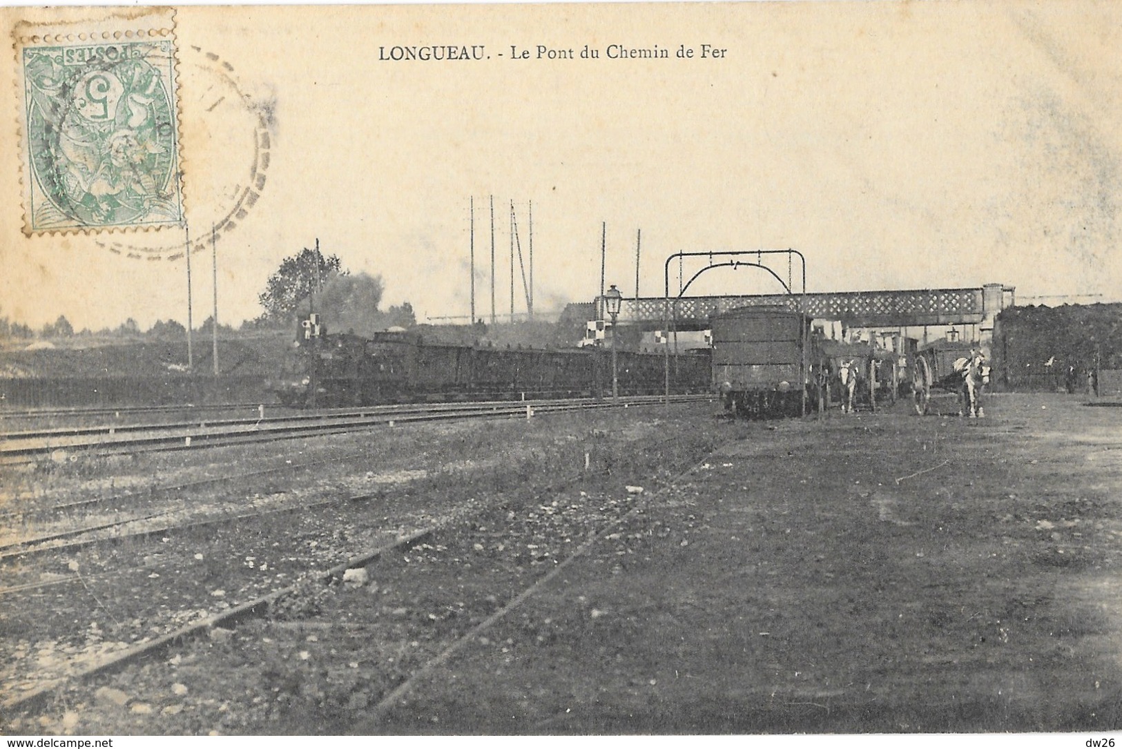 Longueau (Somme) Le Pont Du Chemin De Fer, Train Sur La Voie, Attelages - Longueau