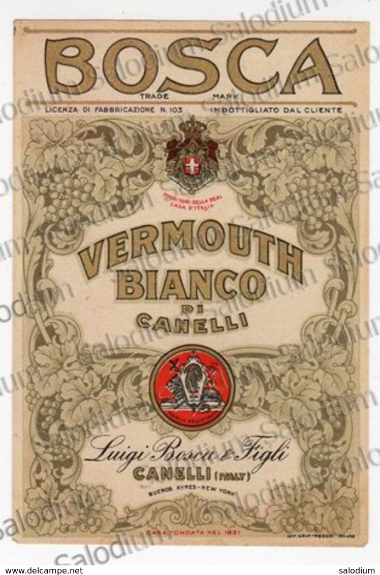 (*) - Bosca Vermouth Bianco Di Canelli - Buenos Aires New York  - Vino Wine Etichetta - Altri & Non Classificati