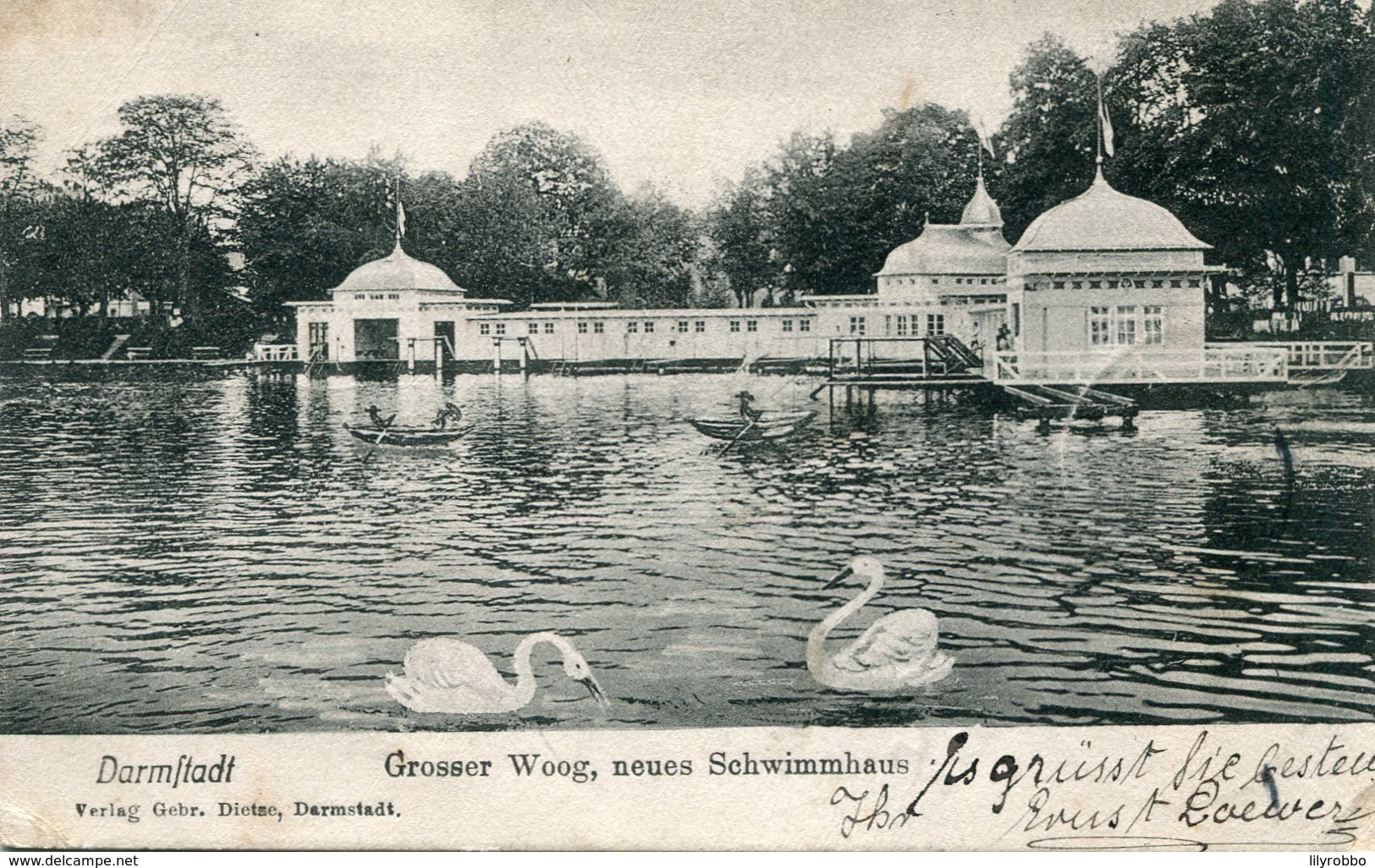 GERMANY - Darmstadt - Grosser Woog, Neues Schwimmhaus  VG PMs Including Paddington UK 1904 - Darmstadt