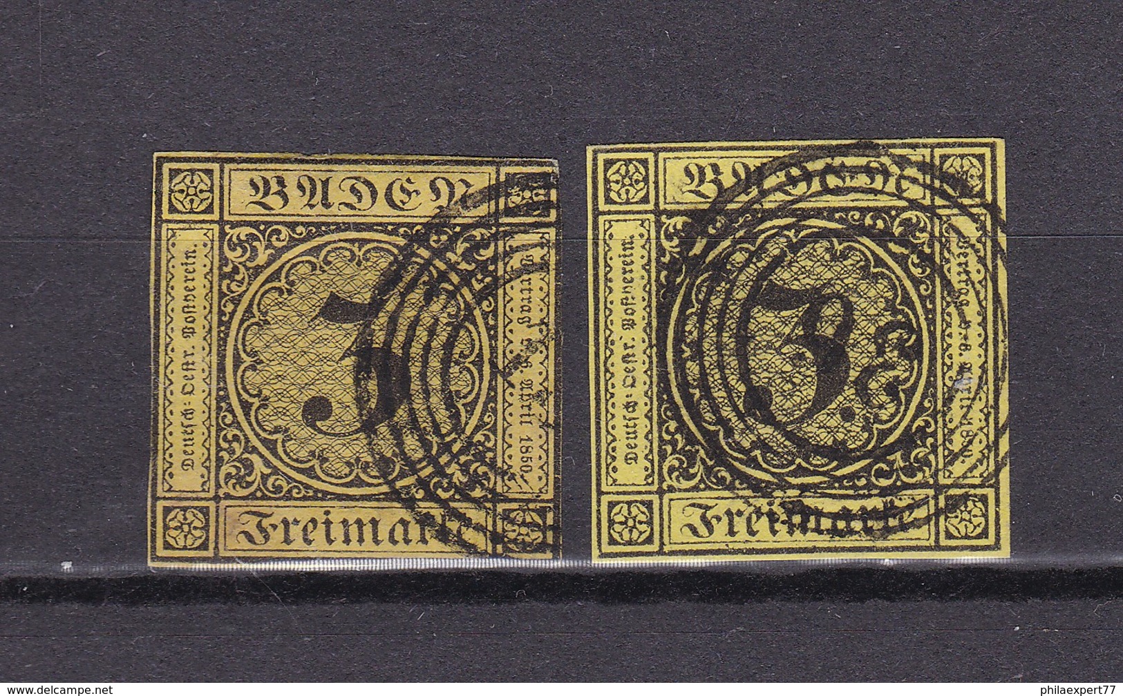 Baden - 1851/52 - Michel Nr. 2 A/b - Gest. - 65 Euro - Other & Unclassified