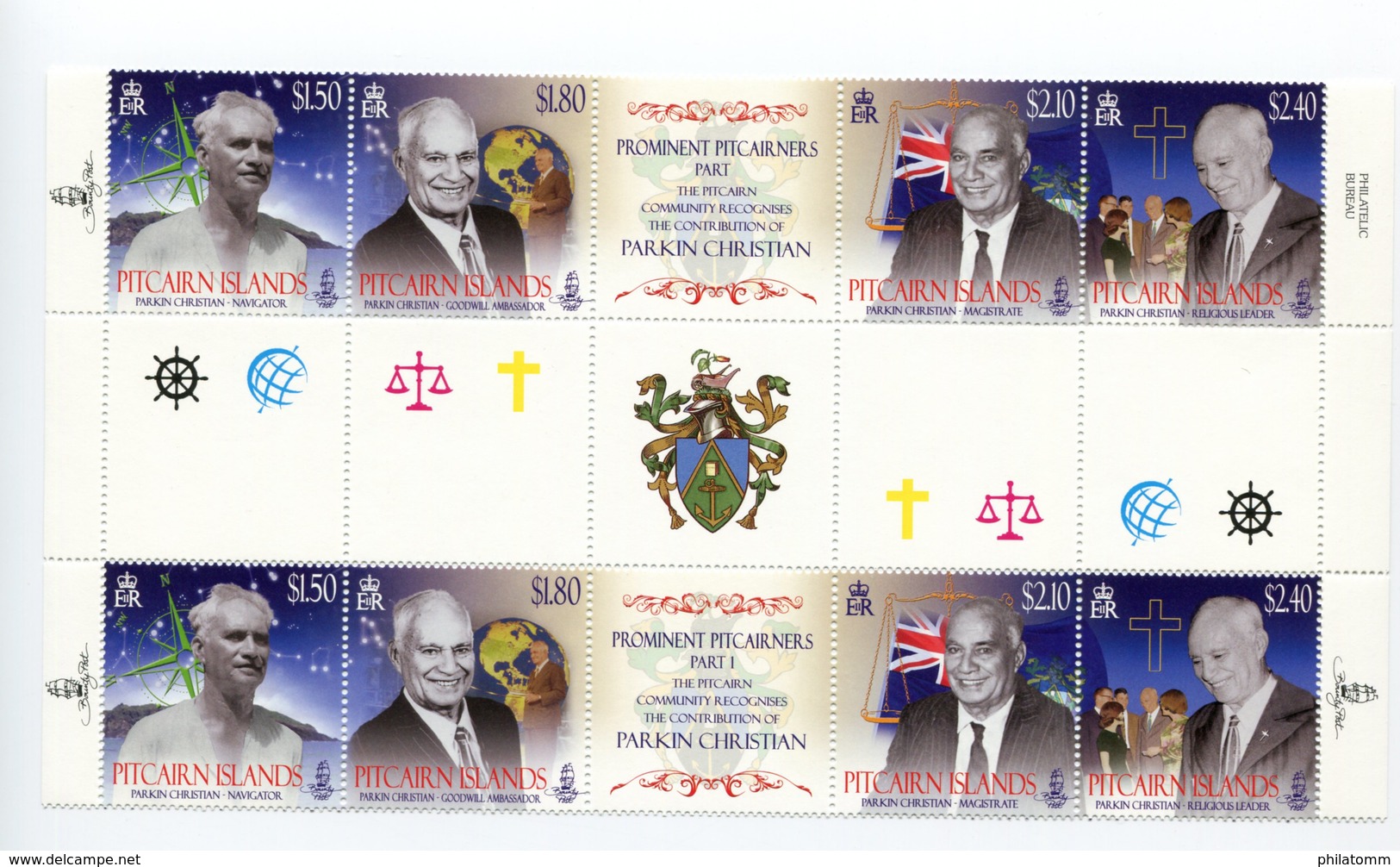 Pitcairn - Mi.Nr. 840 / 943 Zwischensteg / Gutter-Pair - "Parkin Christian" ** / MNH (aus Dem Jahr 2011) - Pitcairninsel