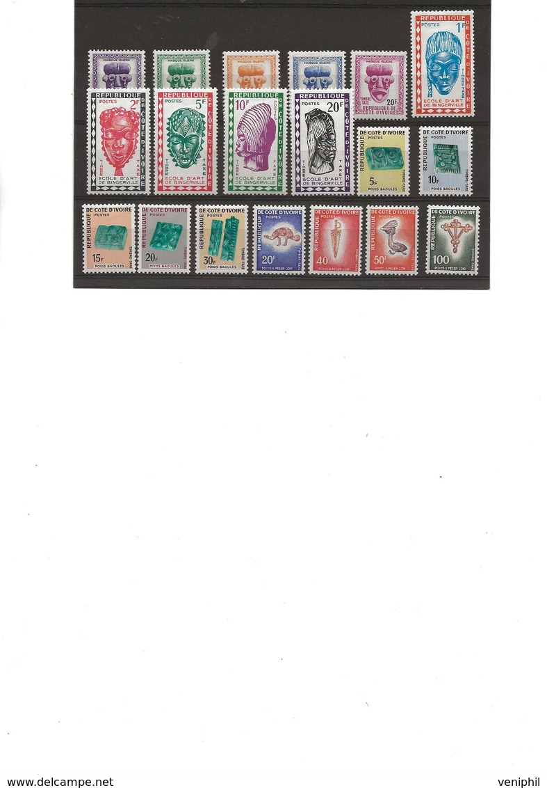 COTE D'IVOIRE -TIMBRES - TAXE N° 19 A 37 NEUF INFIME CHARNIERE - COTE : 20,50 € - Côte D'Ivoire (1960-...)