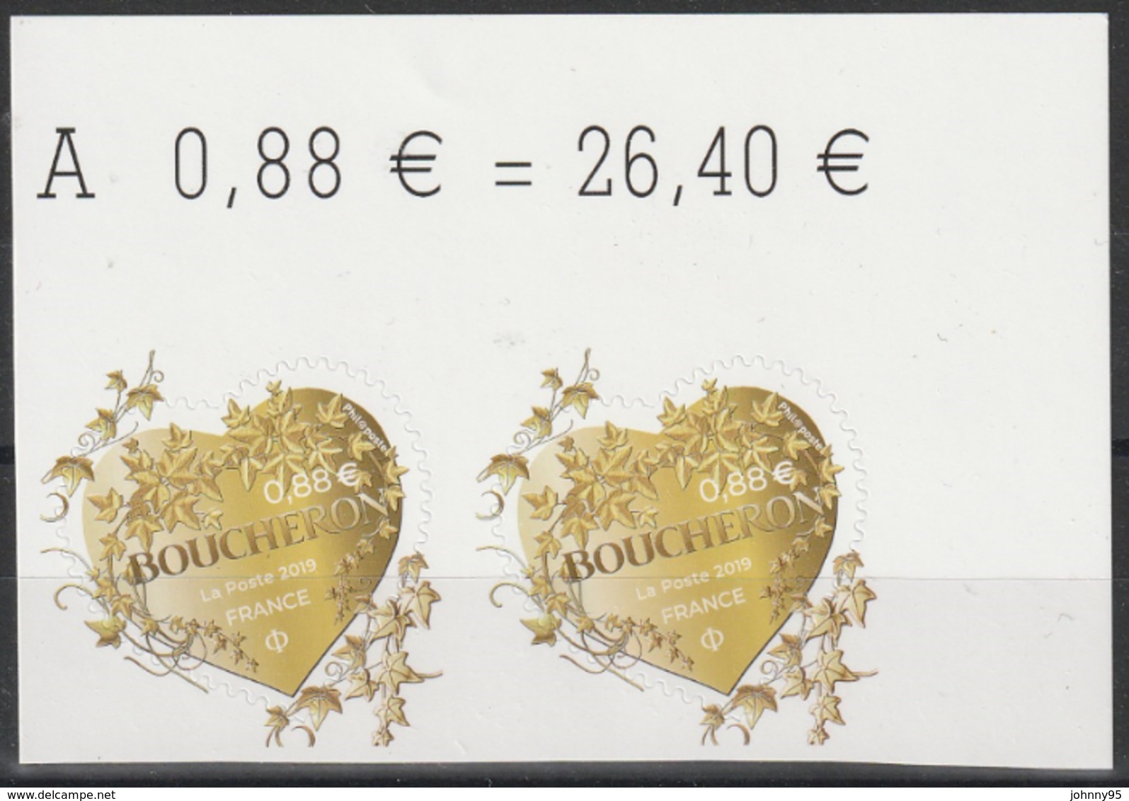 Année 2019 - N° 1669 Et 1670 - Saint-Valentin - Coeurs De Boucheron - 0,88 Et 1,76 X 2 - Autres & Non Classés