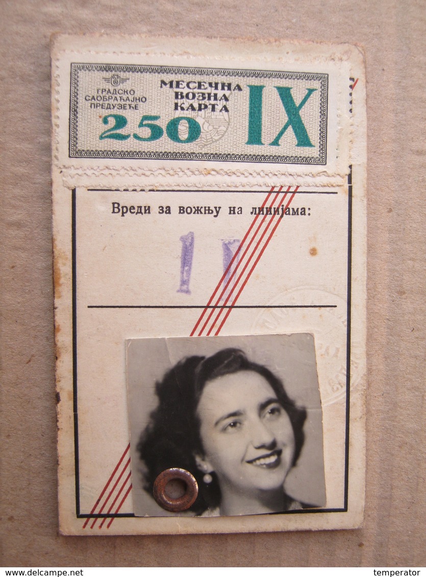 1952 Female Annual Ticket For Bus With Monthly Coupons Transportation Serbia Beograd - Europa