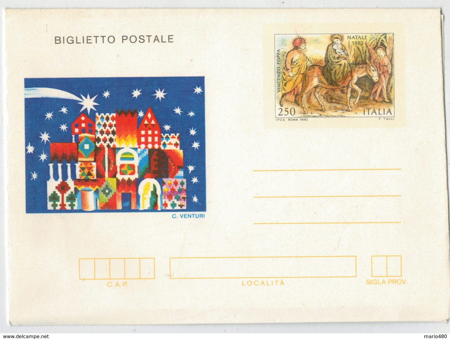 BIGLIETTO  POSTALE     NATALE   1982            (NUOV0) - Interi Postali