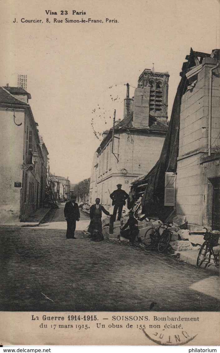 02  SOISSONS  (Aisne)  Bombardement Du 17 Mars 1915. Un Obus De 155 Non éclaté - Grugies