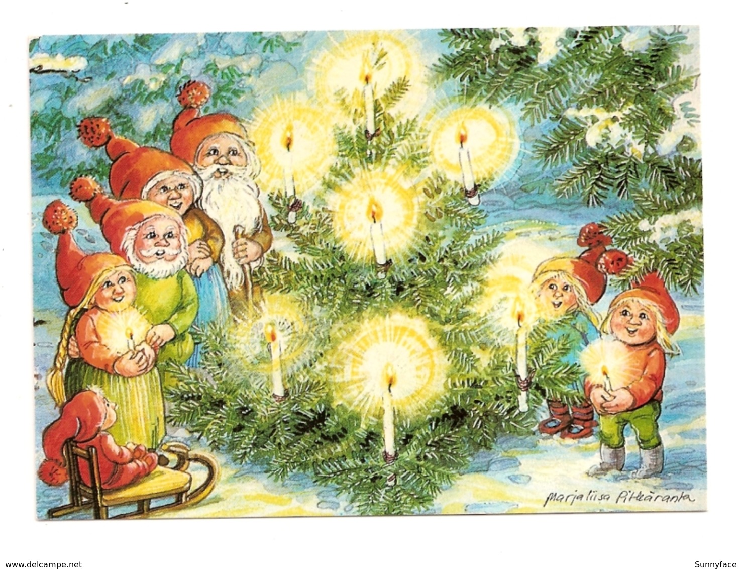 Christmas Tree In A Forest Elf Elves Lutin Zwerg Illustr. Marjaliisa Pitkäranta - Used 2000 - Andere & Zonder Classificatie