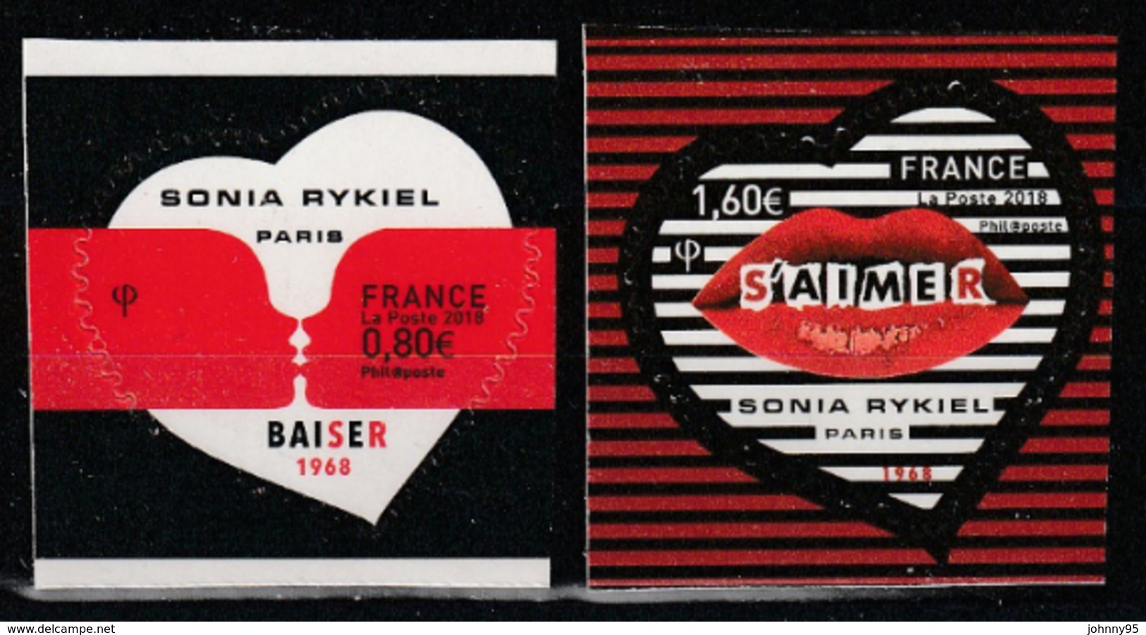 Année 2018 - N° 1514 Et 1515 - Saint-Valentin - Coeurs De Sonia Rykiel - 0,80 Et 1,60 € - Autres & Non Classés