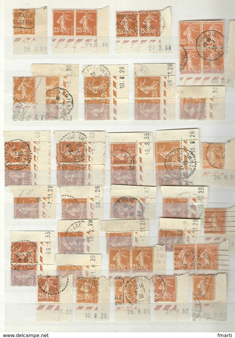 Lot De Timbres Coins Datés Semeuse Camée  25 Centimes Orange YT 235 (2 Scans) - ....-1929