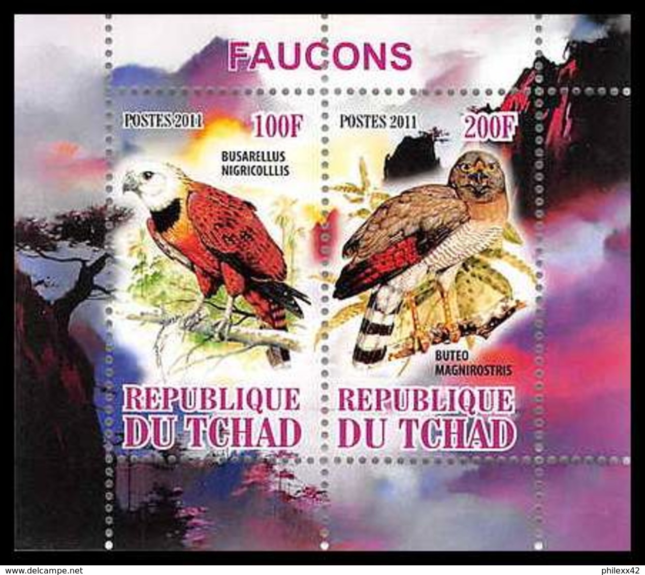 1104/ Bloc Oiseaux (bird Birds Oiseau) Neuf ** MNH Tirage Privé Vignette Rapaces Faucons Bird Of Prey - Aigles & Rapaces Diurnes