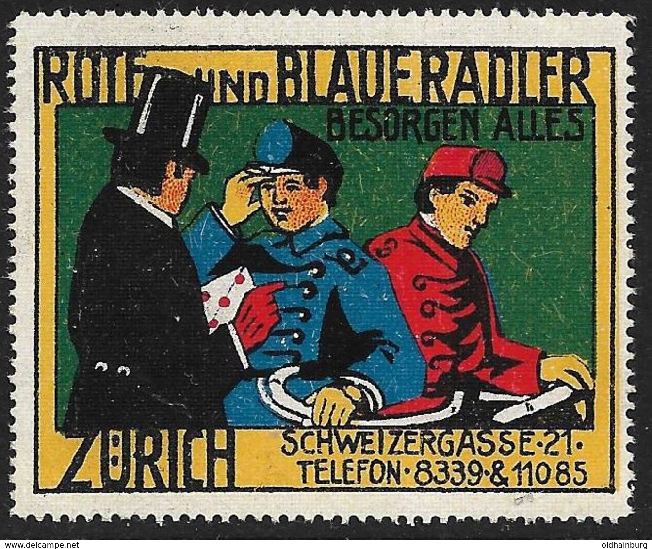 4105e: Vignette- Reklamemarke Rote Und Blaue Radler Zürich, ** Aus Ca. 1910 - Nuevos