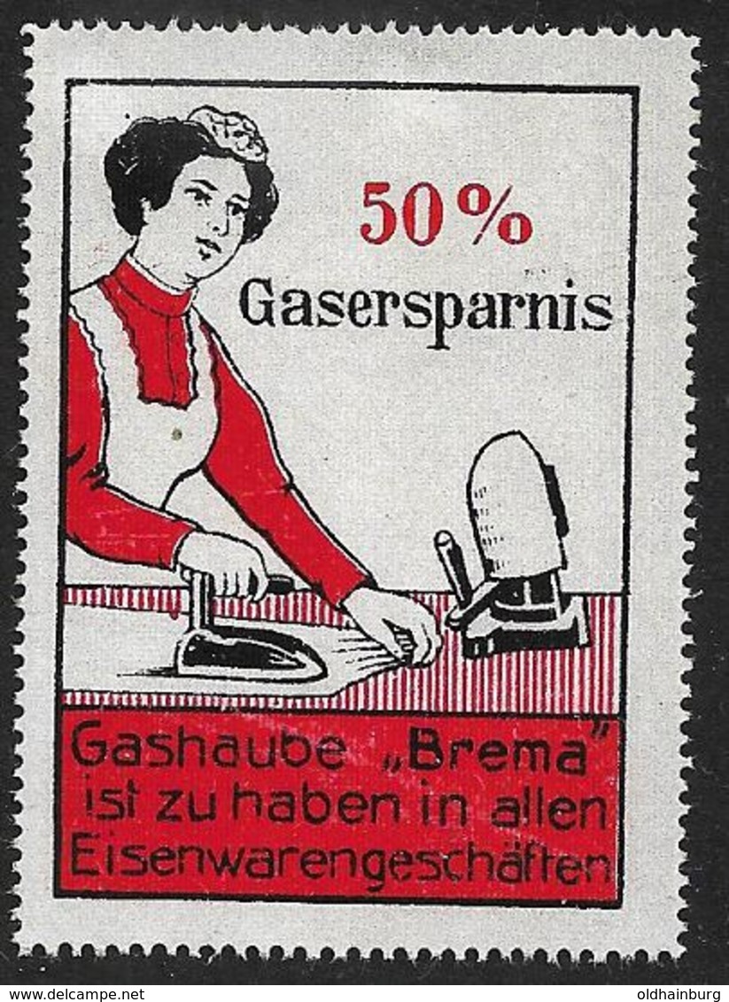 4105d: Vignette- Reklamemarke 50% Gasersparnis, ** Aus Ca. 1910 - Fabriken Und Industrien