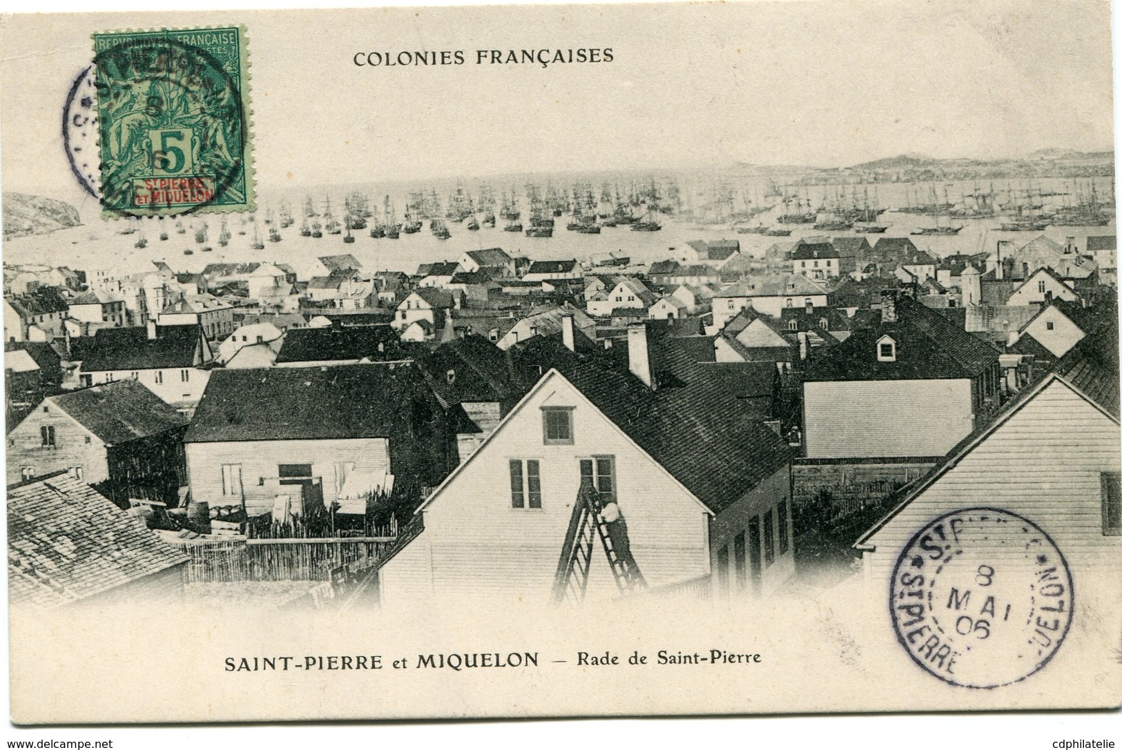 SAINT PIERRE ET MIQUELON CARTE POSTALE -RADE DE SAINT-PIERRE AVEC OBLITERATION ST PIERRE 8 MAI 06 ST PIERRE ET.......... - Covers & Documents