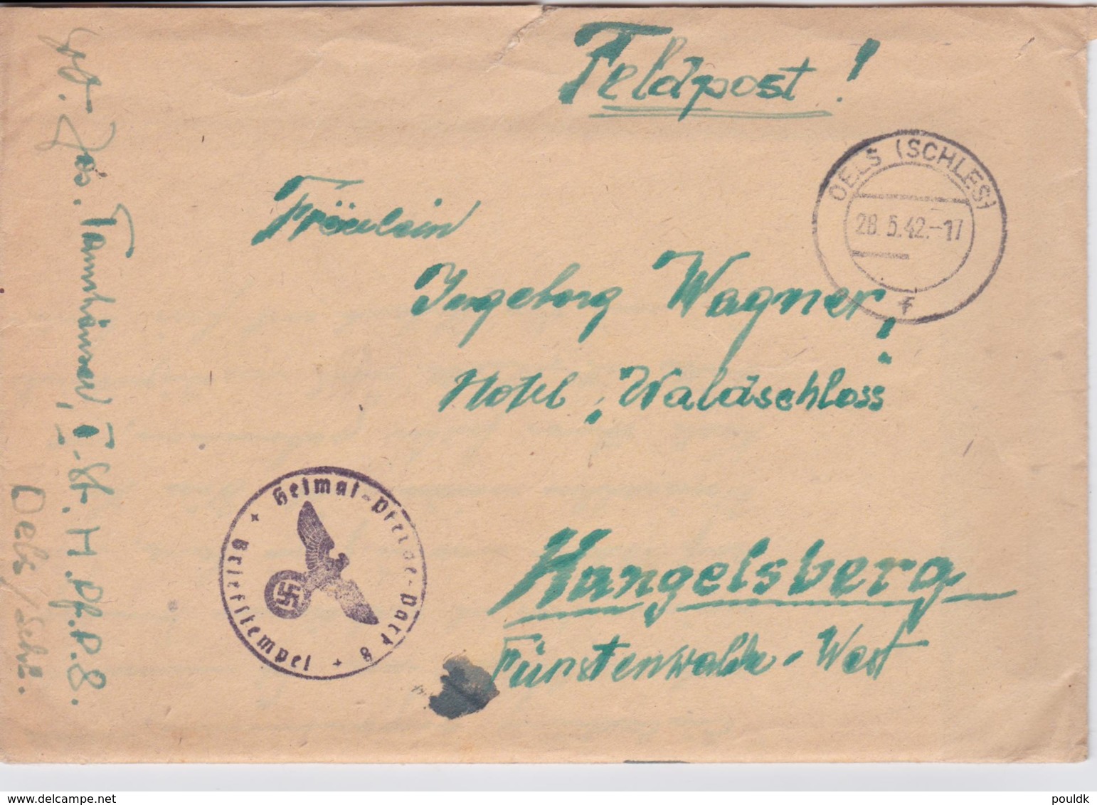 German Feldpost WW2: Heimat Pferde Park 8  In Oels P/m Oels (Schles) 28.5.1942 - Letter And An Earlier Posted - Militares