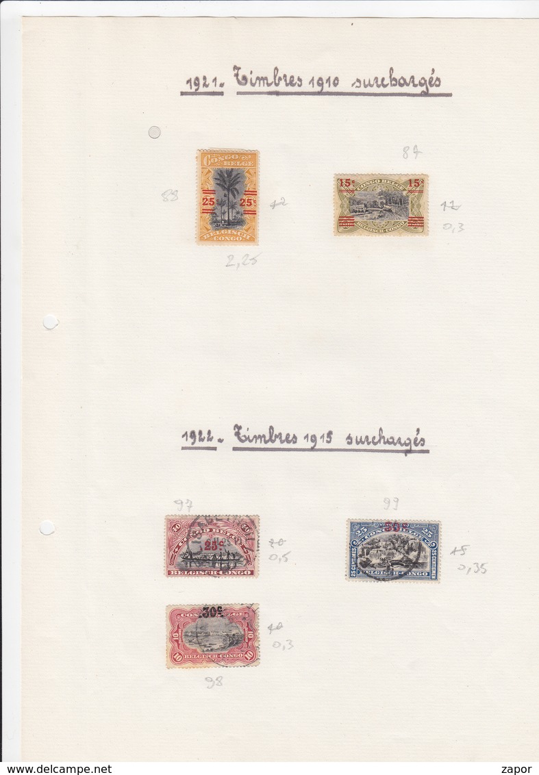 Kleine Verzameling Belgisch Congo / Belge 1910 - 1927 - Oblitérés
