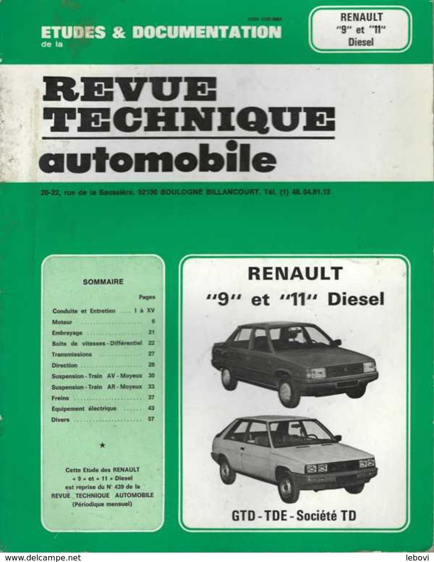 « Revue Technique Automobile - RENAULT 9 Et 11 Diesel – GTD – TDE – Société TD » - Voitures