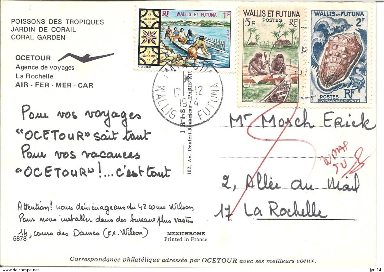 Pub  ''  OCETOUR  '' 17/12/74 Pour La Rochelle - Lettres & Documents