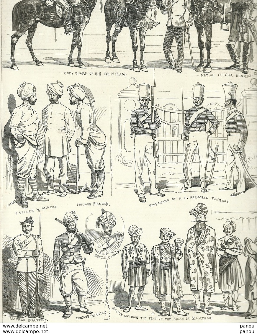 THE ILLUSTRATED LONDON NEWS 1877. ENGRAVINGS  FROM  THE IMPERIAL DURBAR AT DELHI INDIA - Stiche & Gravuren