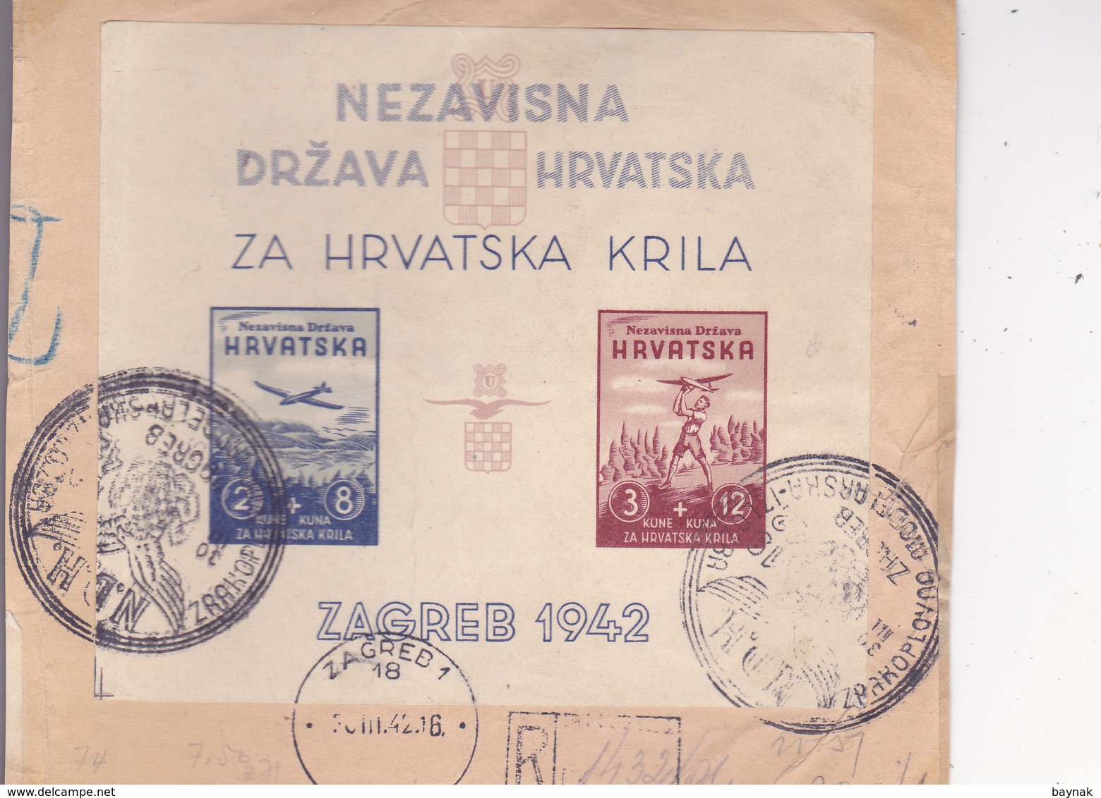 CROATIA  -  NDH  --   RECO BRIEF  --  PARCEL BRIEF  --  ZA HRVATSKA KRILA  --  1942 - Kroatien