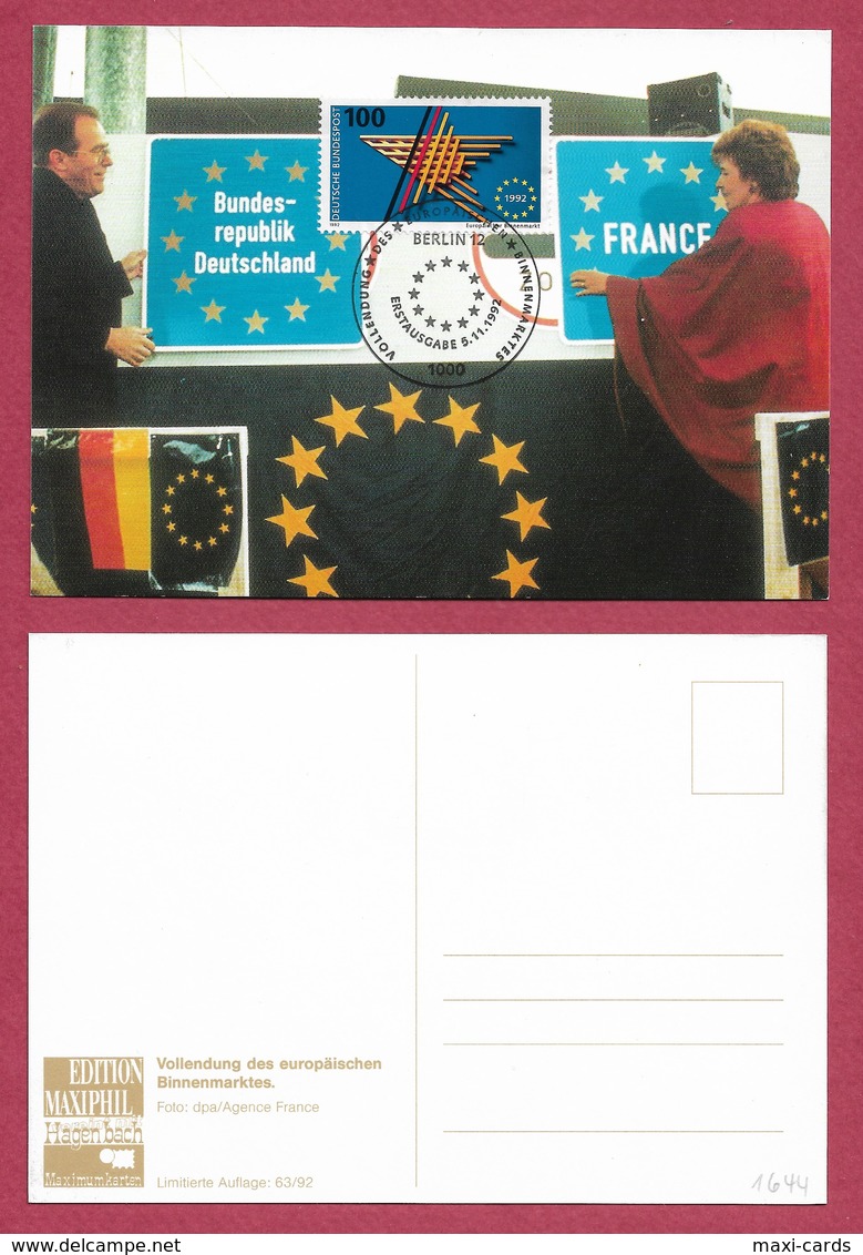 BRD  1992  Mi.Nr. 1644 , EUROPA CEPT - Sympathie Mitläufer - Maximum Card - First Day  05.11.1992 - 1992