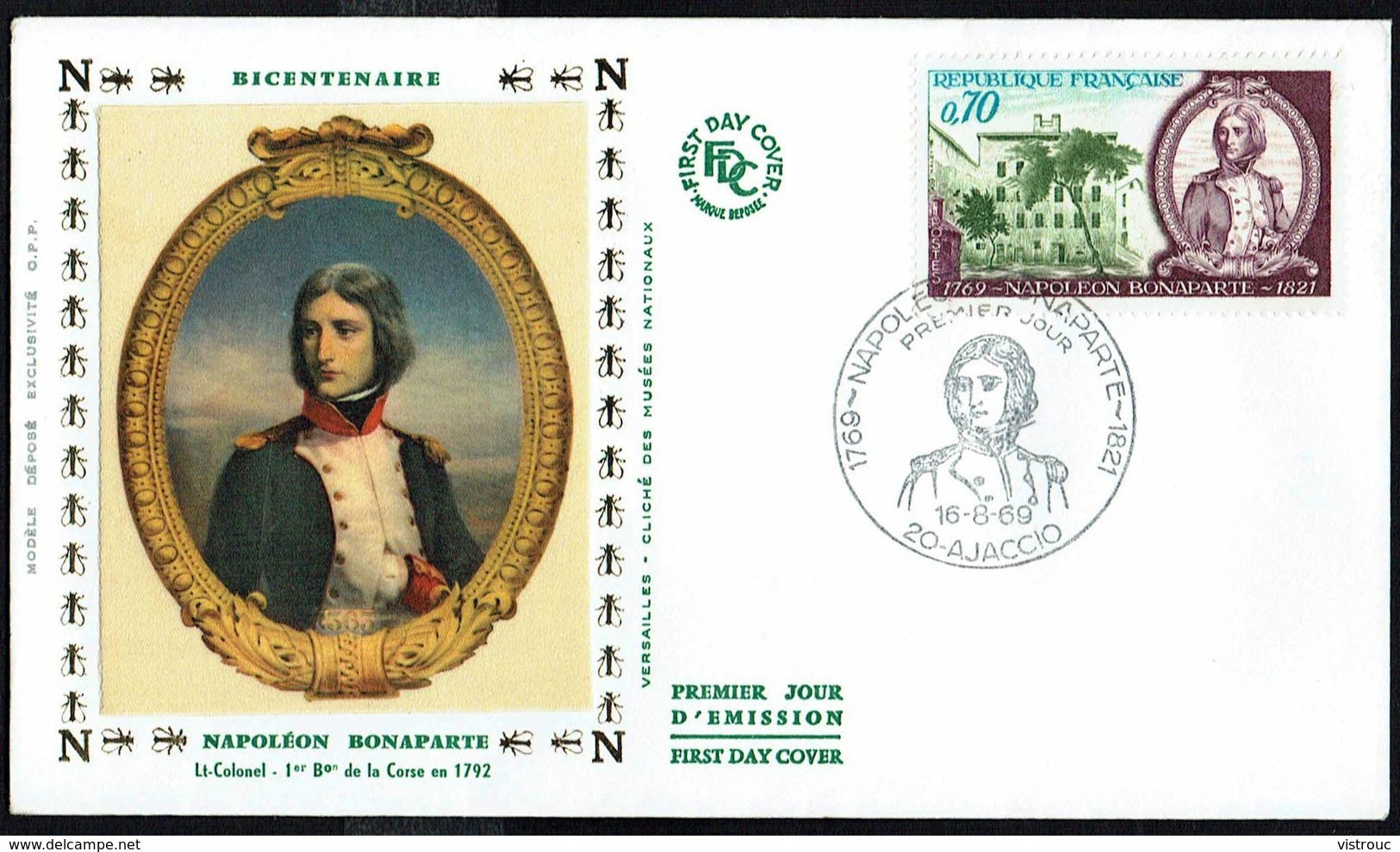 Y/T N° 1610 S/3 FDC Différents Dont 1 "soie" - Oblit. "AJACCIO - 16-8-69" - Bicentenaire Naissance De Napoléon BONAPARTE - 1960-1969