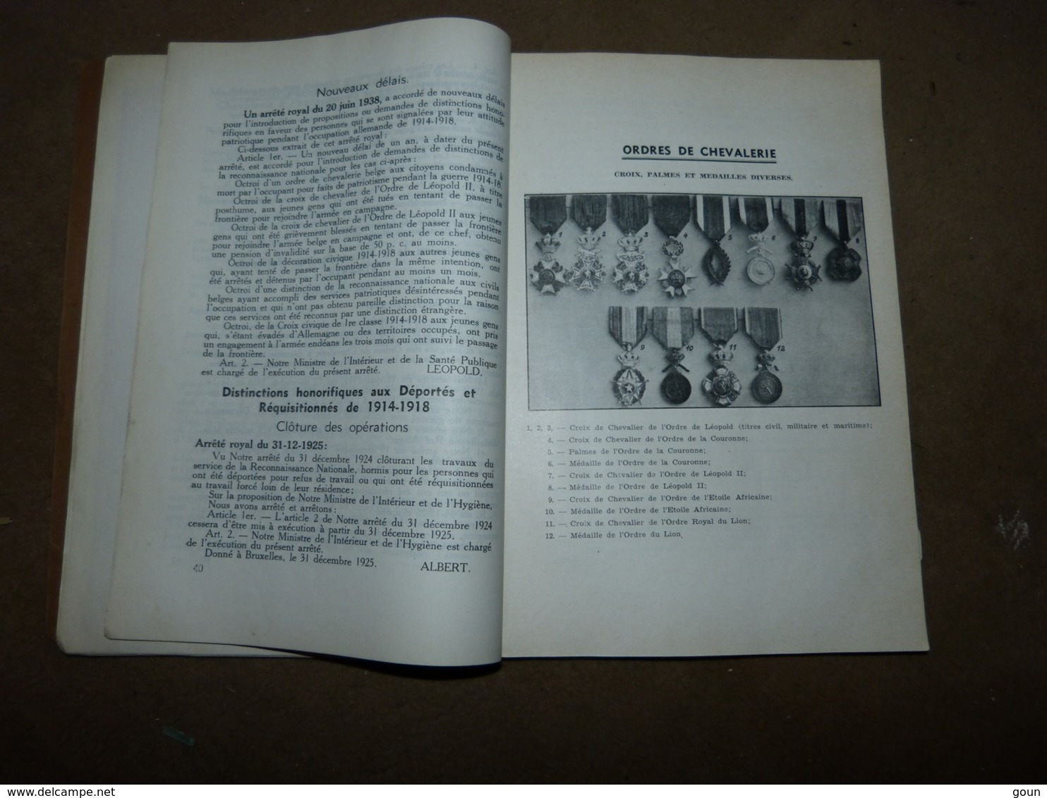 Recueil Des Décorations Belges Et Congolaises 1946 Médaille - Autres & Non Classés