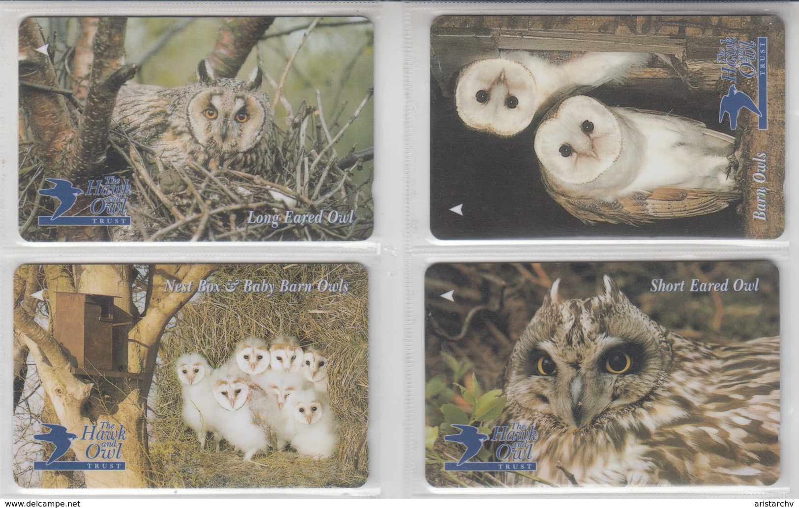 JERSEY 1997 BIRDS OWL FULL SET OF 4 PHONE CARDS - Eulenvögel