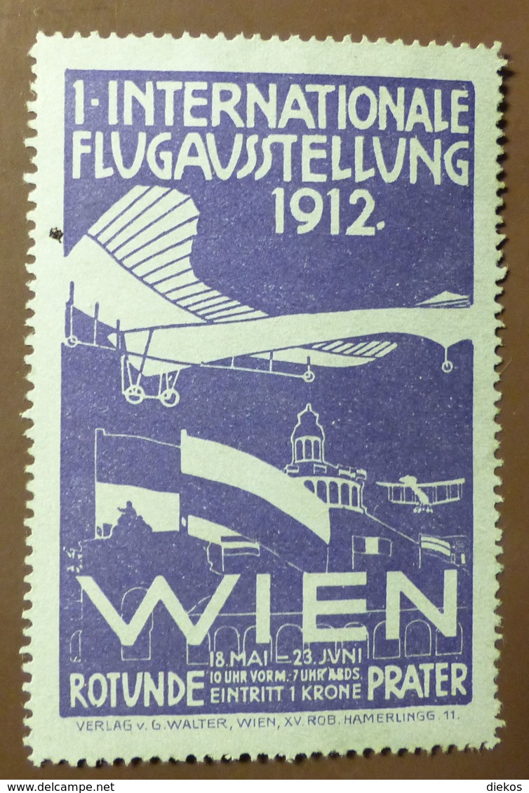 Werbemarke Cinderella Poster Stamp Flugausstellung Wien 1912   #1778-lila Blau - Vignetten (Erinnophilie)