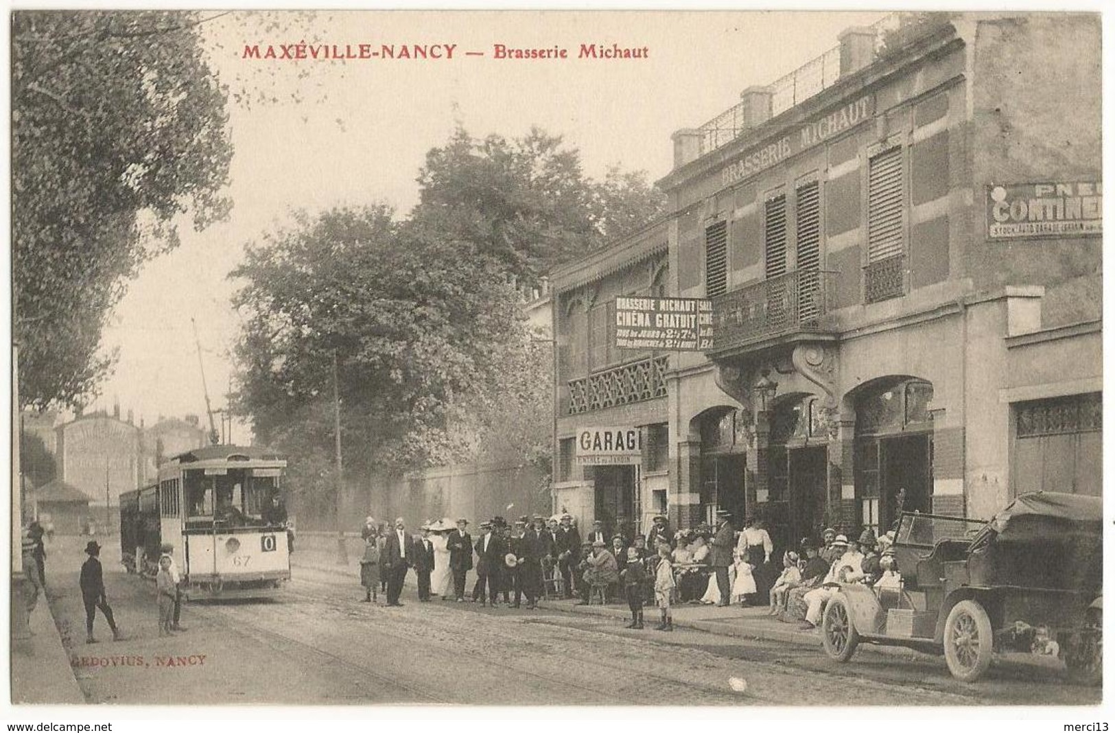 MAXEVILLE-NANCY (54) – Brasserie Michaut. Extérieur, Très Animé (tramway, Voiture). Editeur Gedovius, Nancy. - Maxeville