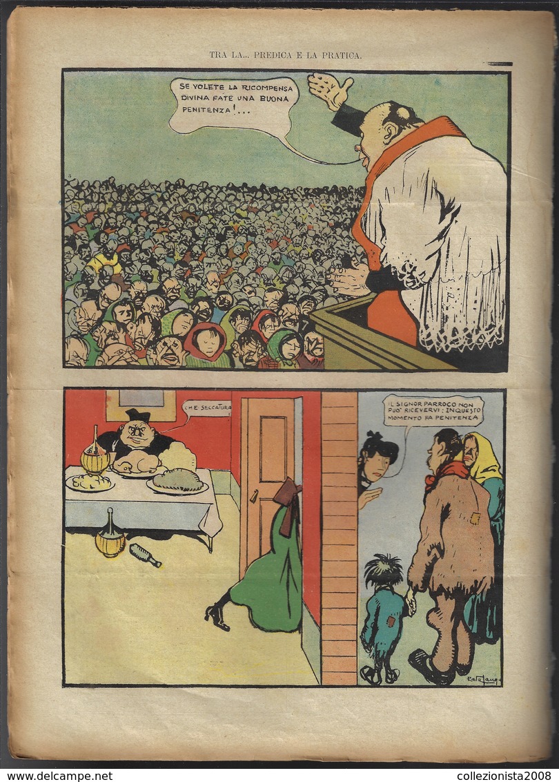 Vecchia Rivista Di Satira Politica "L'ASINO" Del 1905-anno XIV-n.14-pp.8-vedi Foto--------------(6039E) - Autres & Non Classés