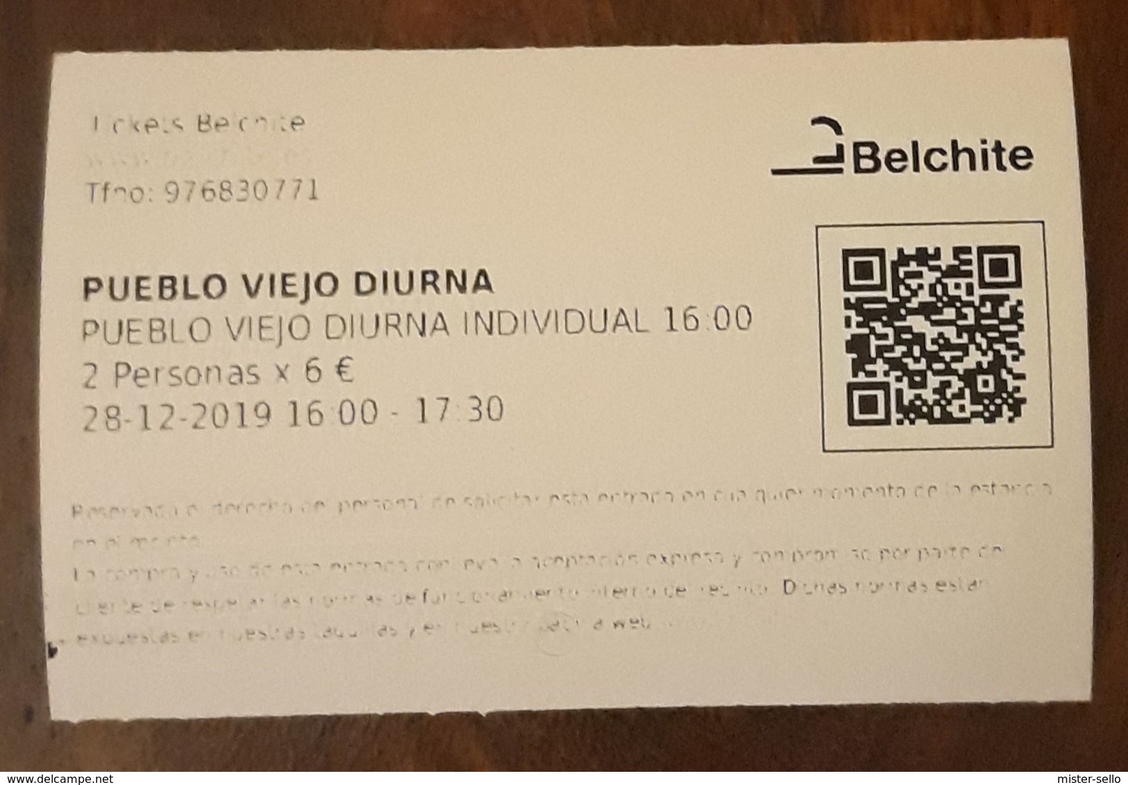 BELCHITE. PUEBLO VIEJO GUERRA CIVIL. TICKET PARA 2 PERSONAS. - Tickets - Entradas