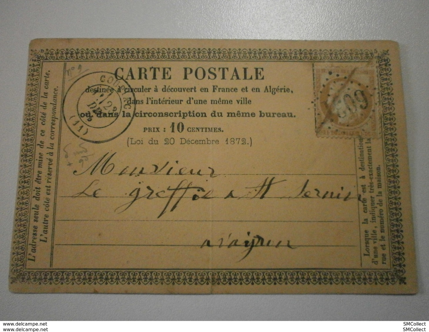 1875 -  Carte Précurseur Type Cérès Cachet N° 6031 - Coupiac (11) Pour Saint Sernin Sur Rance (12) - (ASp2) - 1849-1876: Période Classique